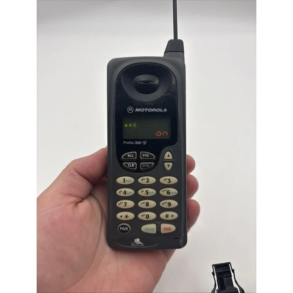Vintage 90s Motorola Profile 300 Cell Phone Gray Bar Style Battery and Charger